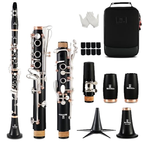 ROWELL Clarinet Professional 17 keys B Flat Clarinet Two-color Silver-plated Keys Clarinets for Performance Test with Professional Clarinets Case