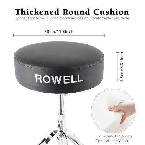 ROWELL Drum Throne Adjustable Drum Stool Lightweight Drum Seat Soft Drum Stools for Kids Widen Thick-Padded Electric Drum Kit